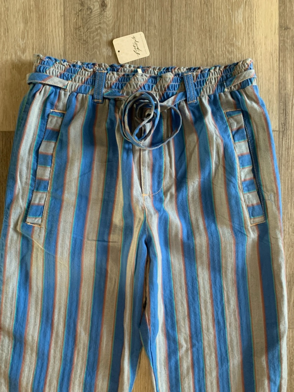 Free People Marielle Striped Pull-On Pants NWT Blue - Picture 6 of 12